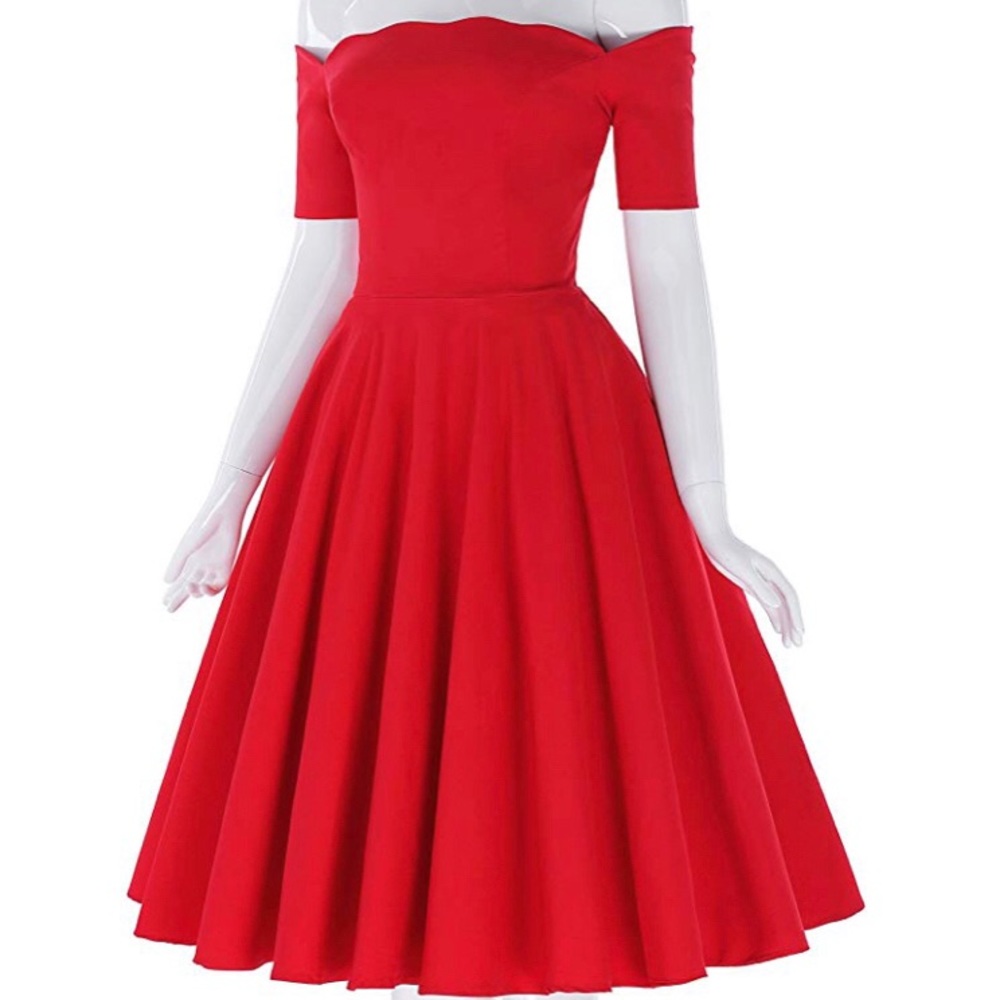 Vintage Style Off Shoulder Fit & Flare dress